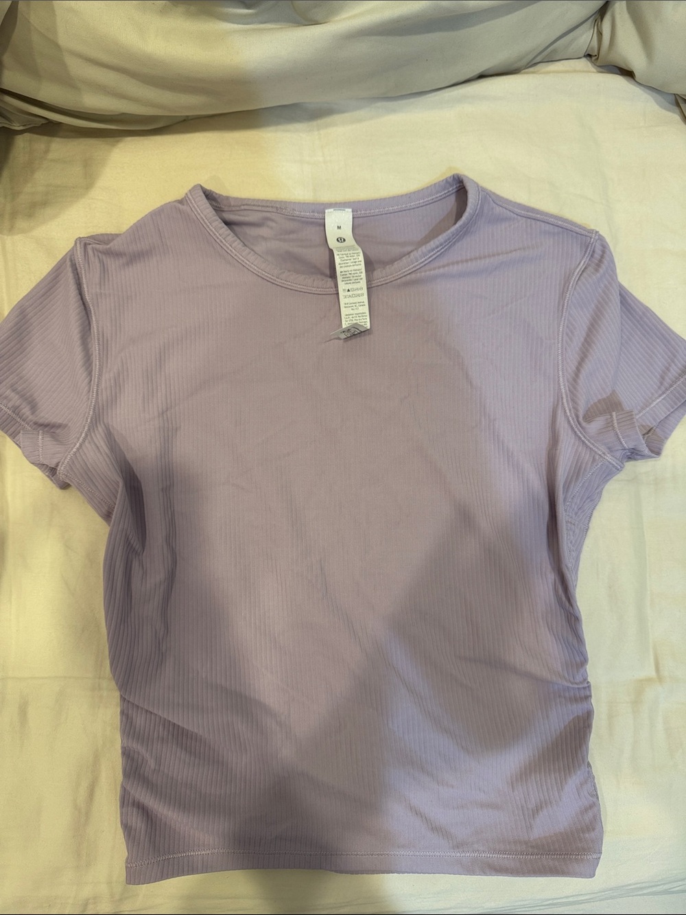 All It Takes Ribbed Keyhole Short-Sleeve Shirt in Lilac Play